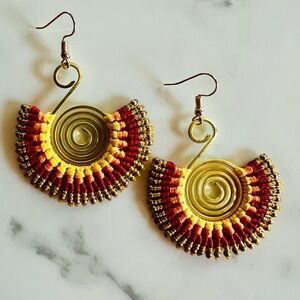 Boho earrings made from copper and wax rope. Super fun!